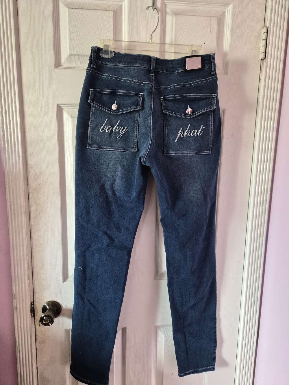 Baby Phat Dark Blue Skinny Jeans with Embroidered Back Pockets